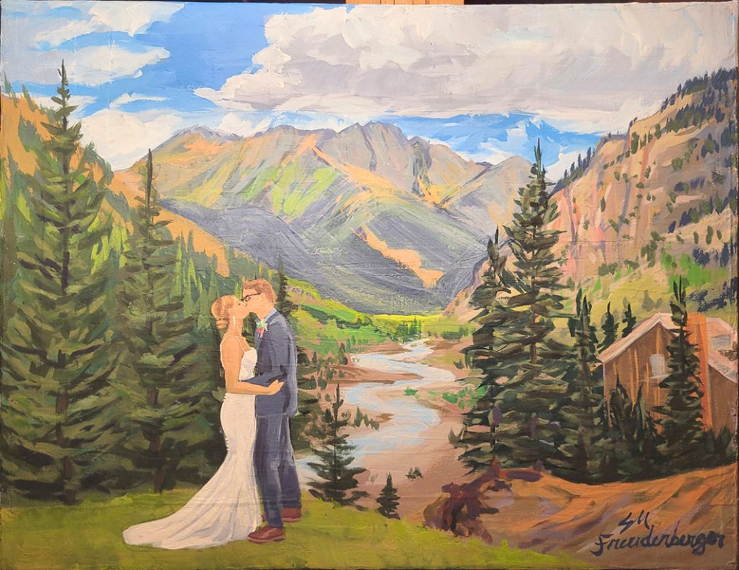 Friendly Mountain Arts, Live wedding painter in Colorado.