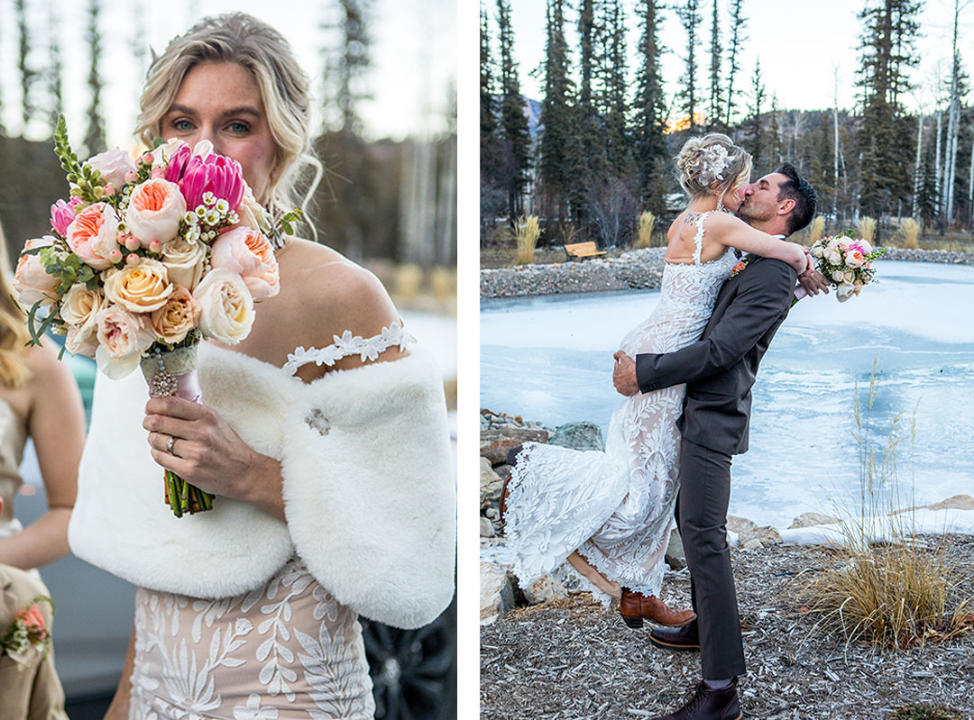 Magical November wedding. Photo: Southwest / Durango Photography. Flowers by Trendy Stems