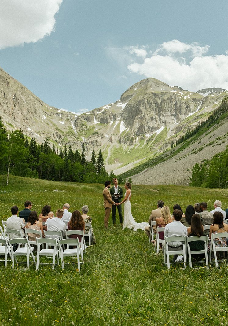 Ceremony in a mountain meadow in Silverton, Colorado. Photo: Ponderosa Portraits